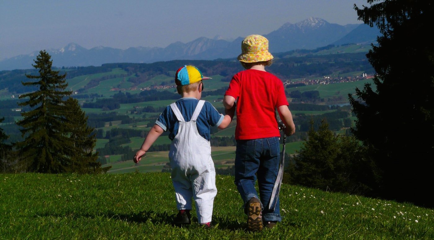Zwei kleine Kinder Wandern